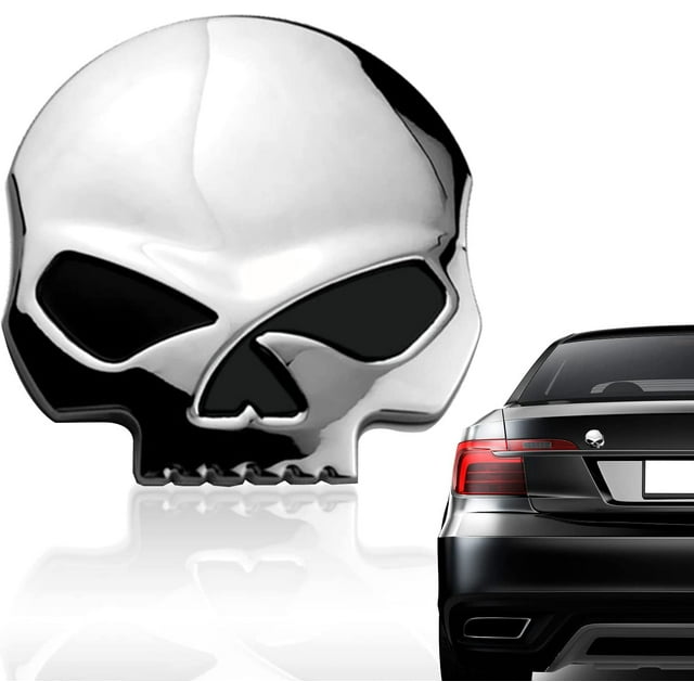 RV 3D (1 uds) (plata) pegatina de calavera de Metal para coche y pegatinas de motocicleta 7*6,8 cm pegatinas de insignia de calavera pegatinas de accesorios de modelado de equipaje de coche Rojo Verde