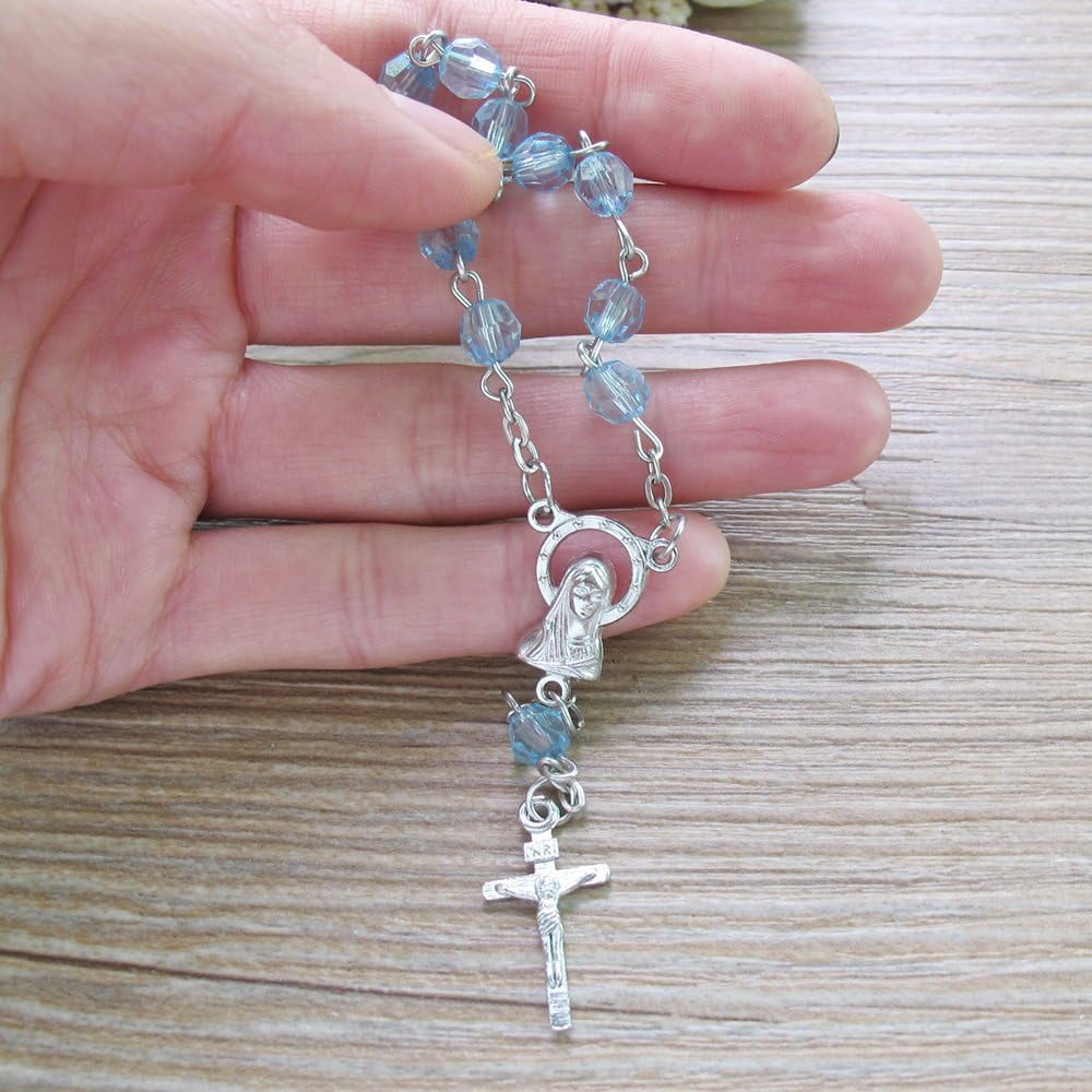 Acrylic Mini Rosary Favor for Boy Blue (24 PCS) - Baptism Communion Recuerditos De Bautismo Christening, Decenarios,