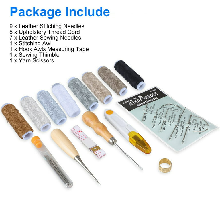 Leather Sewing Kit Set of 21 Leather Working Tools Upholstery Repair Kit  for DIY Bookbinding Crafts and Leather Sewing, Shoe Repair