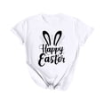 thumbnail image 2 of Cavosen Happy Easter Short Sleeve Blouses Womens Tops Summer Plus Size Bunny Funny Letter Print Blouse Crewneck Festival Shirts Vacation Holiday Tee Shirts Loose White 3XL, 2 of 5