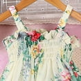 thumbnail image 3 of Girls Summer Bubble Dresses Toddler Baby Chiffon Floral Smocked Dress Sleeveless Ruffle Cute Vacation Dresses Green, 2 Years, 3 of 5