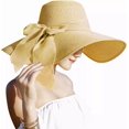 thumbnail image 1 of Womens 5.5 Inches Big Bowknot Straw Hat Large Floppy Foldable Roll up Beach Cap Sun Hat UPF 50+, 1 of 5