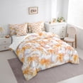 thumbnail image 3 of Manfei Cute Bowknot 7 Pieces Bedding Comforter Set,Kawaii Bowtie Bow Full Bedding Set,Orange White Ribbon Fitted Sheet Flat Sheet For Girl,Breathable Home Decor Reversible, 3 of 8