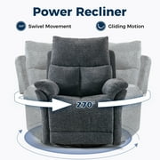 Bonzy Home Swivel Rocker Recliner Chairs for Living Room Overstuffed Breathable Manual Reclining Chair Modern Sofa Smoky Grey