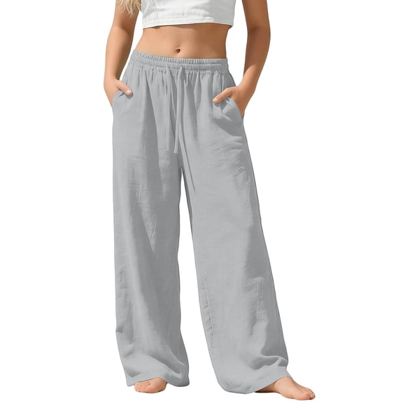 ATOGUTA Girls Joggers Pants High Waist Elastic Waist Wide Leg Trousers Youth Casual School Sports Travel Size 3T-14, Gray