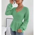 thumbnail image 2 of Sherrylily Fall Women Long Sleeve Sweaters Knit Sweater Casual V Neck Pullover, 2 of 5