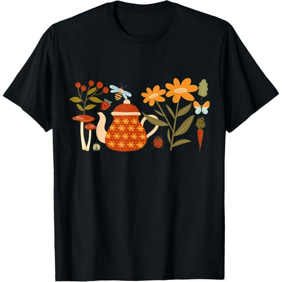 Cottage Core Teapot and Flowers T-Shirt