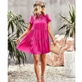 thumbnail image 5 of Womens Ruffle Short Sleeve Pleated Tiered Mini Dress Smocked Babydoll Flowy Beach Sundress, 5 of 6