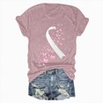 thumbnail image 4 of Towmus Women Breast Cancer T-Shirt Crew Neck Pink Ribbon Shirts Casual Graphic Pink Cancer Warrior Blouse, 4 of 5