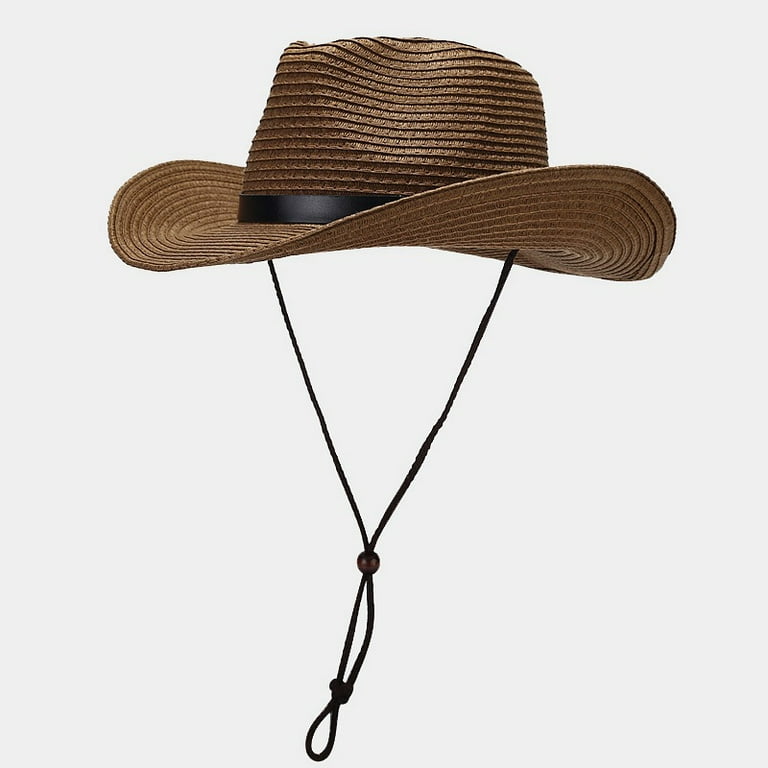 Straw Cowboy Hat for Men Women Beach Sun Hat Wide Brim  display picture 3