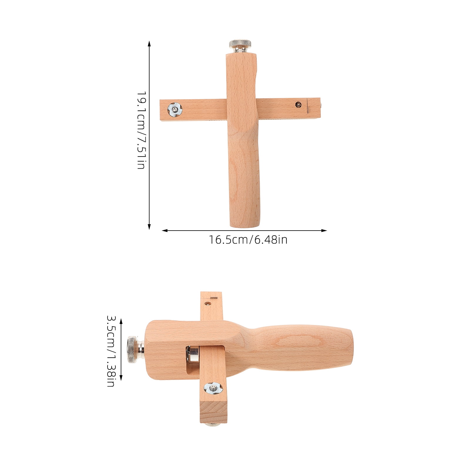NUOLUX Beige Wooden Strap Cutter Adjustable Hand Cutting Tool for DIY Leathercraft
