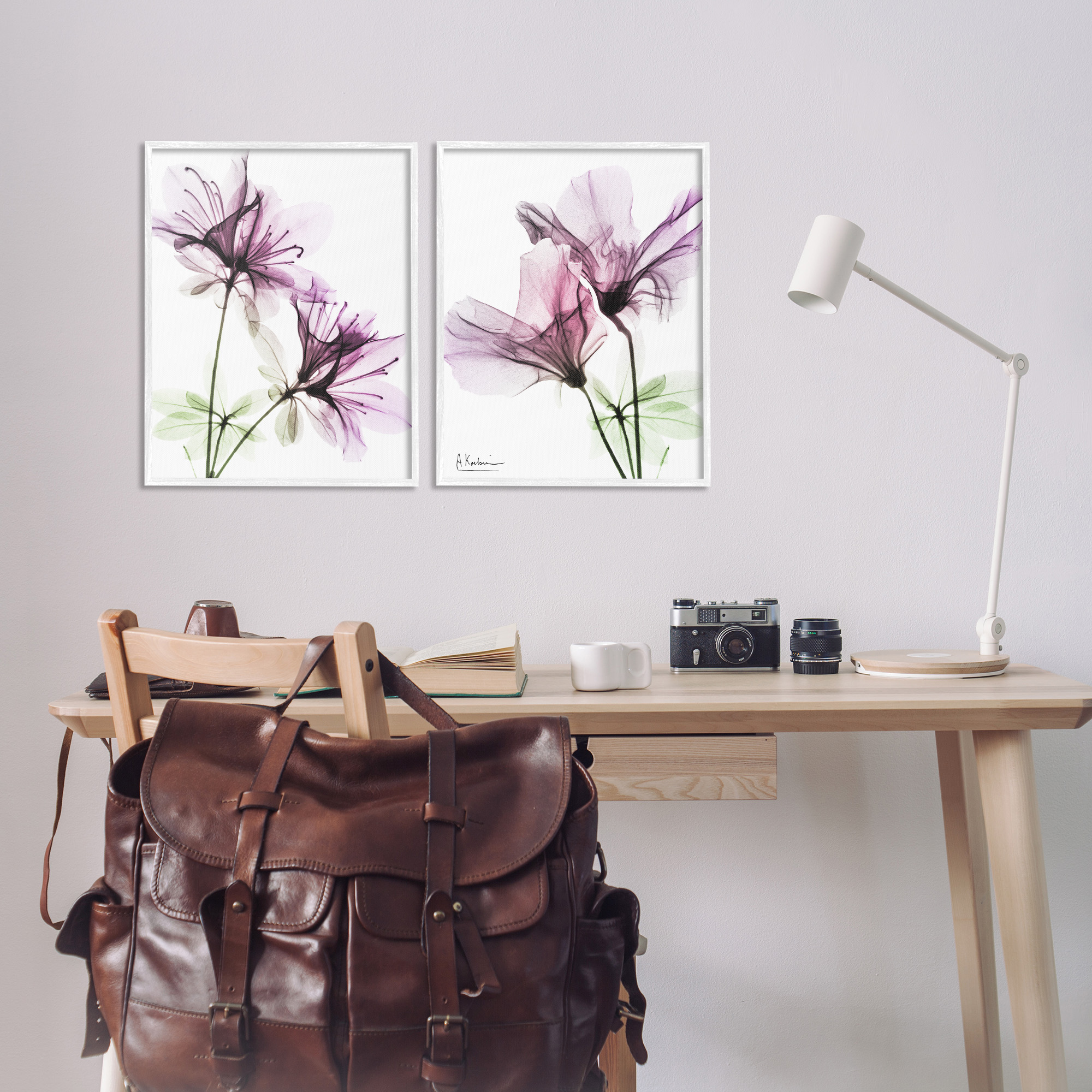 Stupell Industries Purple Flower Bloom Design Botanical & Floral Photography White Framed Art Print Wall Art, 16 x 20, Set of 2