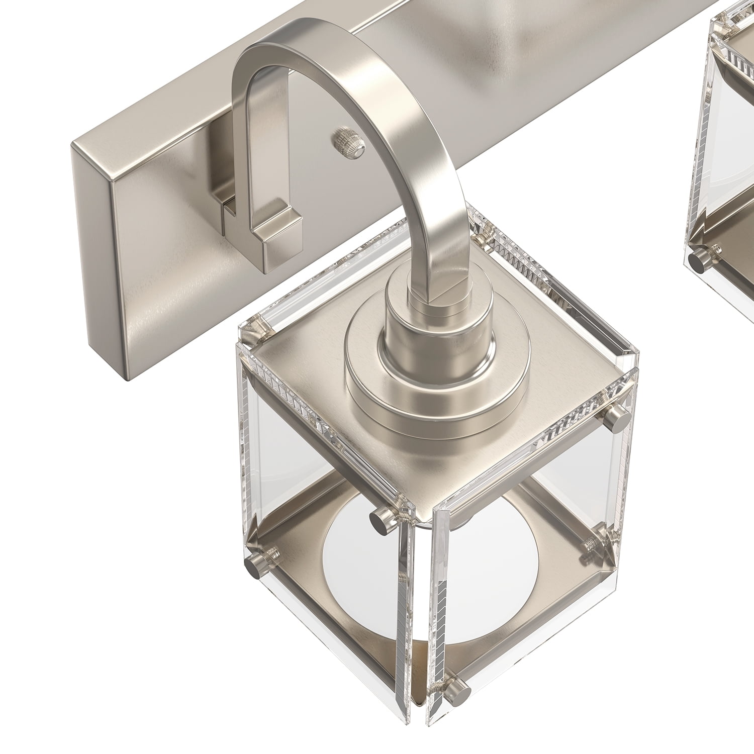 YANSUN 23.5 in 3-Light Brushed Nickel Modern Bathroom Vanity Light with Square Glass Shades for Bathroom Hallway (Bulbs Not Included)