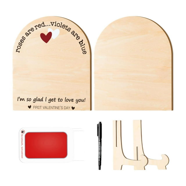 Letrero de huella o huella de mano, decoración navideña decorativa elegante, adorno de madera de recuerdo para recién nacido para dormitorio Almohadilla de tinta de texto negra