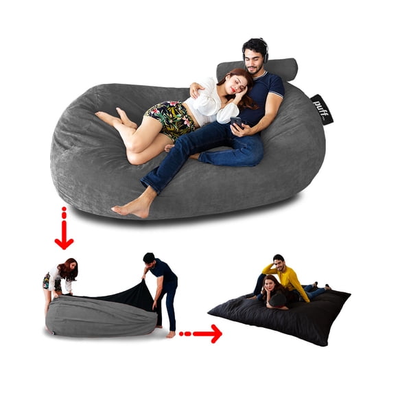 Sillón Puff Puff Mx cama King size King Gamuza Gris