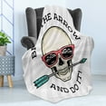 thumbnail image 4 of Skull Soft Flannel Fleece Throw Blanket, Hipster Skull with Punk Sunglasses and Arrow in Mouth Dead Vibes in Retro Graphic, Cozy Plush for Indoor and Outdoor Use, 60" x 80", Multicolor, by Ambesonne, 4 of 5