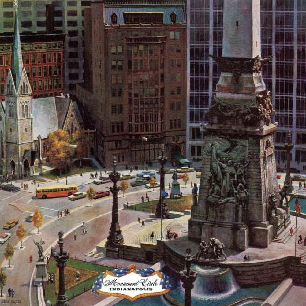 "Monument Circle" Painting Print on Wrapped Canvas