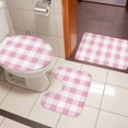 thumbnail image 4 of Pink Plaid Bath Mat 3 Piece Bathroom Rug Set, Spring Farmhouse Buffalo Checkered Non Slip Bath Rug Contour Mat and Toilet Lid Cover, Absorbent Shower Mats Soft Bath Rugs and Mats Sets, 4 of 8