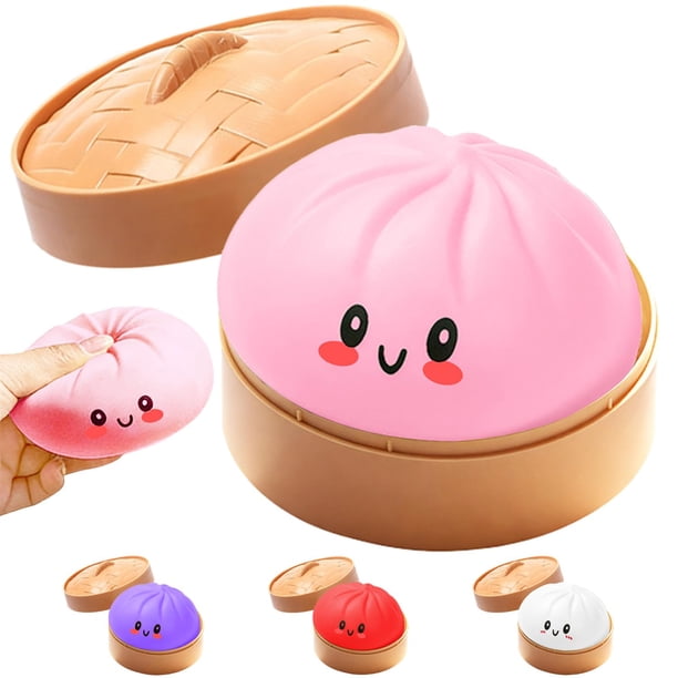 Pelota antiestrés en forma de dumpling Dufricen, juguete sensorial antiestrés rosa