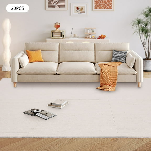 20" x 20" Square Carpet Floor Tile, 20Pcs Peel and Stick Carpet , Flooring Washable, Sticky Tile Carpet Patch for Home, Living Room, Kitchen and Office (Beige)
