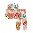 thumbnail image 2 of Kll Flowers And Birds Watercolor Sleepwear Mens Flannel Pajamas,Long Cotton Pj Set, 2 of 9