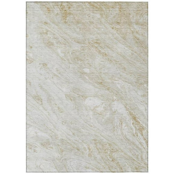 HomeRoots 579694 8 x 10 ft. Abstract Washable Indoor & Outdoor Rectangle Area Rug, Ivory, Beige & Tan