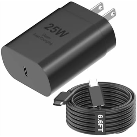 Super Fast Charging 25W USB‑C Power Adapter, Come with 6.6FT Type‑C Cable for Samsung Galaxy S26 Ultra, S25 Ultra, S24 Ultra, S23 Ultra, S22 Ultra and Note 20 Android Phones