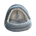 thumbnail image 1 of Lit pour Chat Intérieur, Nid de Chat, Confortable Semi-Fermé Lavable, Tente pour Animaux de Compagnie M Bleu Foncé, 1 of 9