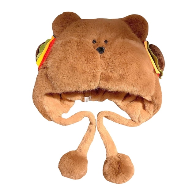 Gorro de peluche de invierno, divertido accesorio para fotos, cálido y suave para vacaciones al aire libre en la calle. Caqui