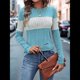 thumbnail image 5 of Suéteres de Punto A Rayas de Larga con Cuello Redondo, Ajustados y A para Mujer. Azul XL, 5 of 8