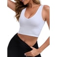 thumbnail image 3 of INSPIRE CHIC Women's Reversible V-Neck Athletic Tank Bra Wide Straps Stretchable Breathable Ribbed Sport Bras XXL White, 3 of 4
