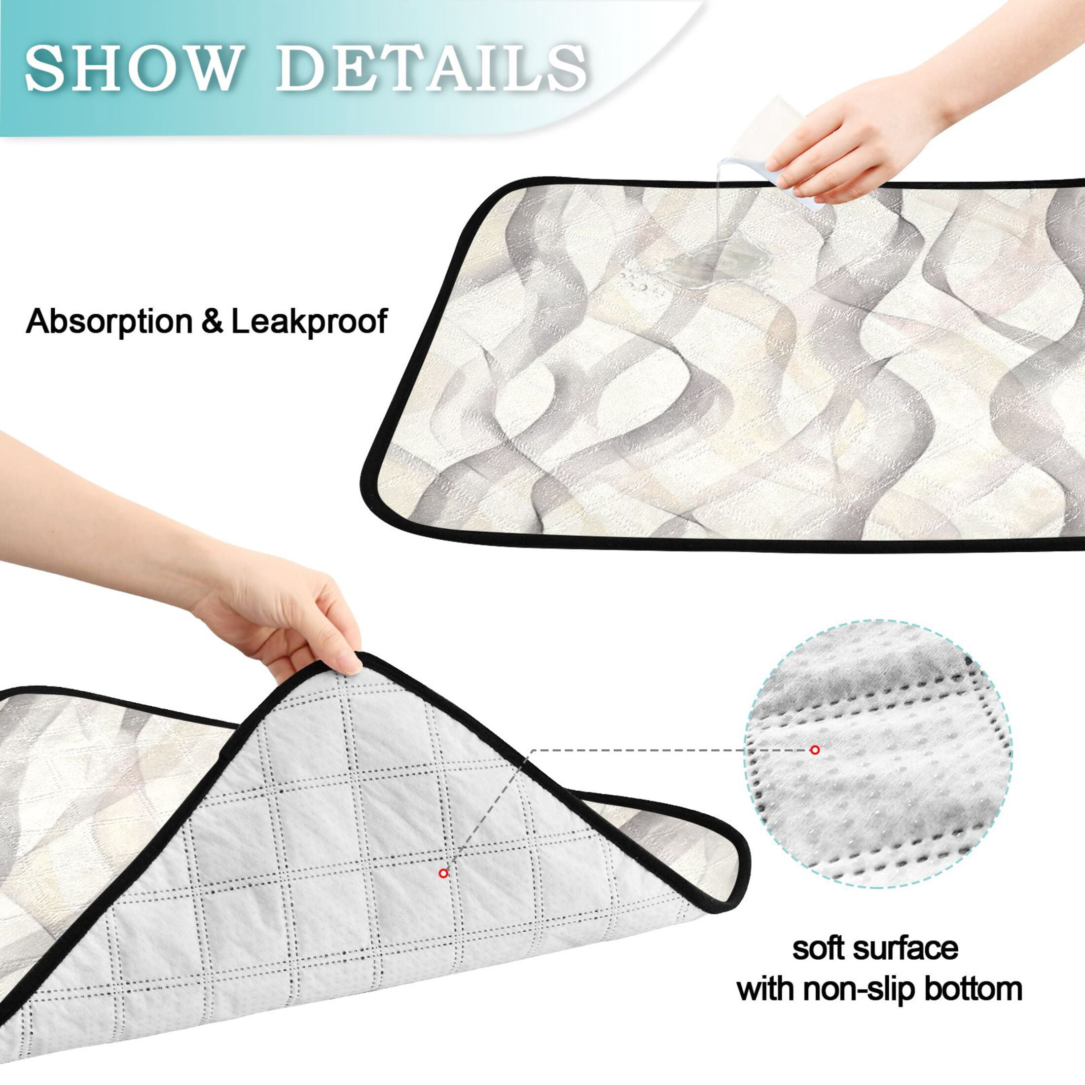 Washable Pet Pee Pads with Super Absorbent Reusable Training Pads for Dogs & Cats Pastel Thin Lines