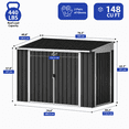 thumbnail image 2 of DEXTRUS 7x4 Pi Extérieur en Métal Shed avec 3 Portes Verrouillables, Évent et Toit en Pente, Rangement de Jardin et Mobilier de Patio Résistants aux Intempéries, Gris, 2 of 8
