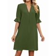 thumbnail image 3 of Shirts Dress for Women V Neck Short Sleeves Casual Flowy Summer Beach Vacation Shifts Green S, 3 of 8