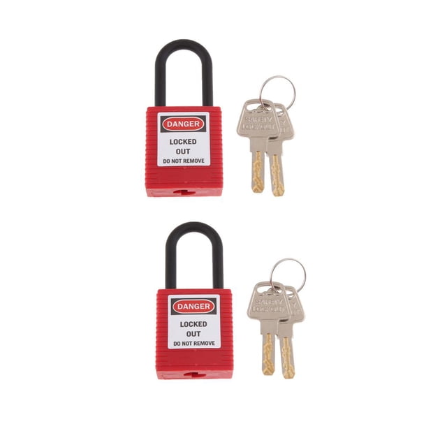 2 Piezas De Bloqueo De Seguridad Con Llave Nylon Rojo Grillete Con Etiqueta, Seguridad, Resistente A La Corro Cola Candado de bloqueo de seguridad