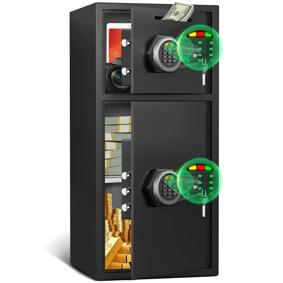 Large Double Door Safe Box Fireproof Waterproof, 6.0 Cu ft Security Safe with LED Light and Dual Alarm System, Home Safes Digital Keypad and Mute Function, Security Lock Box for Money and Valuables