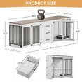 thumbnail image 3 of Wiilayok 94.5" Large Double Dog Crate Furniture, Wooden Double Dog Kennel Furniture with 3 Drawers and 4 Dog Bowl, Heavy Duty Indoor Furniture Style Dog Cage House(White), 3 of 8