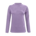 thumbnail image 4 of HXWCHs Women's Long Sleeve Turtleneck top Casual Comfort Stretch Elastic Fit Tee Shirt L Light Purple, 4 of 4