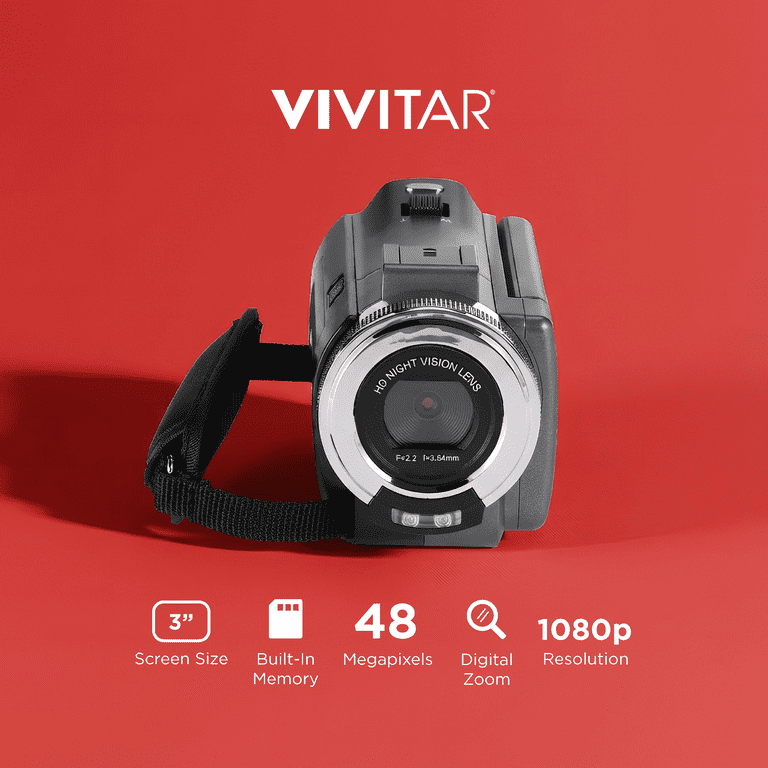 Vivitar PopCam Digital Camcorder, 48MP, Full HD 1080p Video Camera