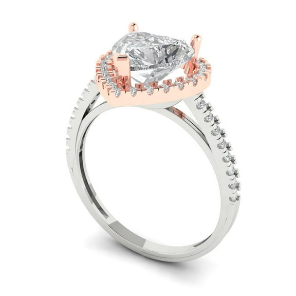 2.38ct Marquise Cut Pink Crystal 18k White Gold Engraving Statement Bridal Wedding Halo Designer Ring Size 5.25