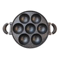 thumbnail image 1 of Molde para muffins, antiadherente, de aleación de aluminio con 7 agujeros y mango. negro con punto, 1 of 9