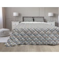 thumbnail image 1 of Retro Comforter & Sham Bedding Set, Big and Small Circles with Dots Vibrant Colored Symmetrical Tile Pattern, 3 pcs Duvet Set Microfiber Filling Quilt, 5 Sizes, Marigold Scarlet Blue, by Ambesonne, 1 of 4