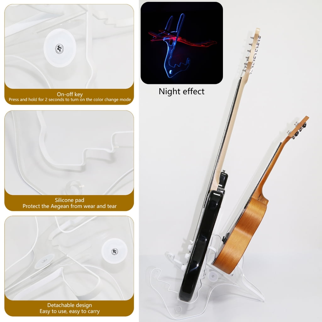 JZROCKER Acrylic Ukulele Stand with Light Portable Guitar Display Stand Folding Ukulele Holder for Small Musical Instruments