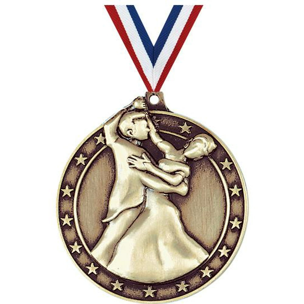 Ballroom Dancing Medals, 2" Gold Diecast Ballroom Dancing Medal Award 10 Pack