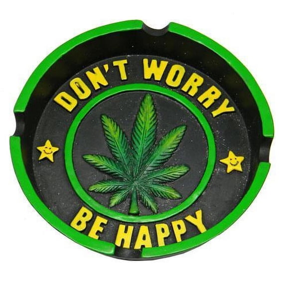 4.25" Don't Worry Be Happy Leaf Round Ashtray