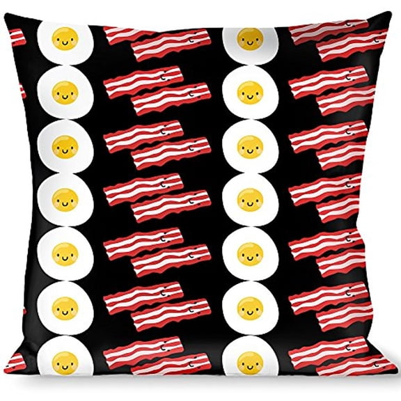 Buckle-Down Throw Pillow - Bacon & Eggs Black
