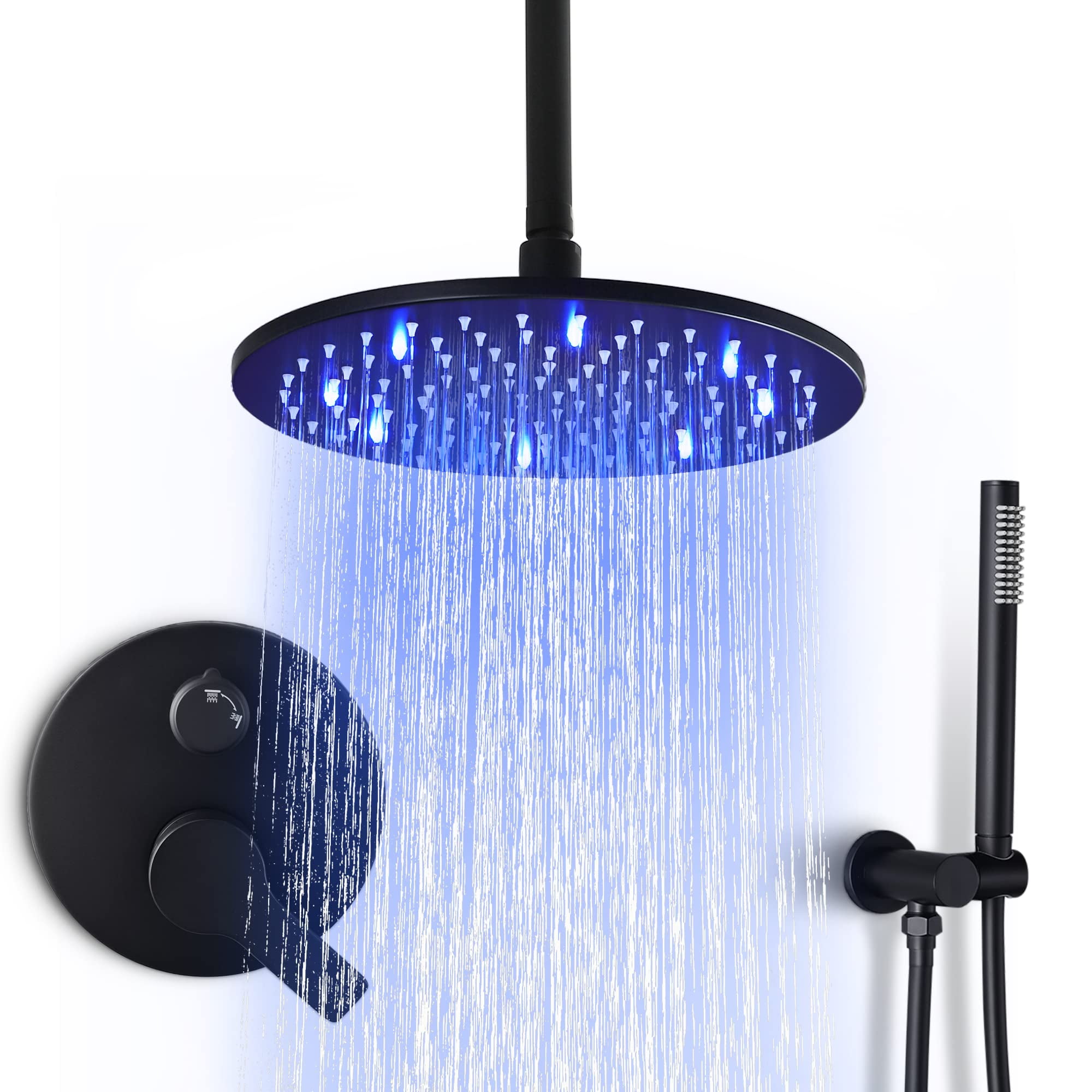 Overhead Shower System Ceiling Mount 12 Inch Shower Head Handheld Set