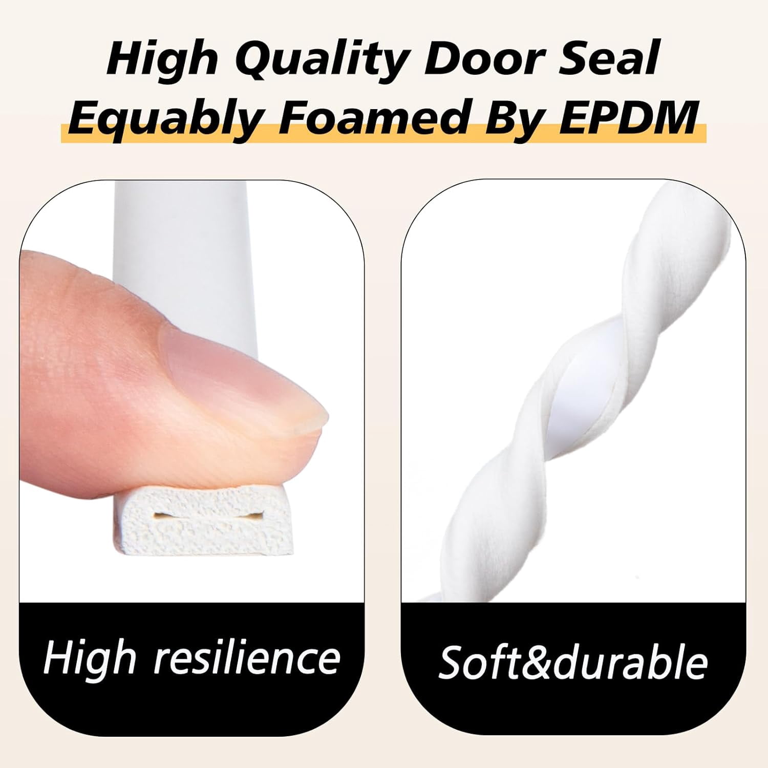 D-Type Strip Door Weather Stripping Door Seal Self Adhesive Foam Soundproofing for Doors and Windows, Oundproofing Weatherstrip Gap Collision Avoidance（White）