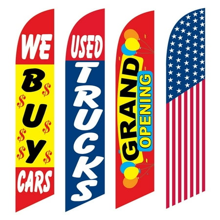 4 Advertising Swooper Flags We Buy Cars Used Trucks Grand Opening America