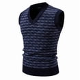 thumbnail image 6 of BaoFuBaoMei Sweater Vest Men Knitted Big and Tall V Neck Ribbed Trim Sleeveless Sweater Stripe Jacquard Fall Tops, 6 of 6